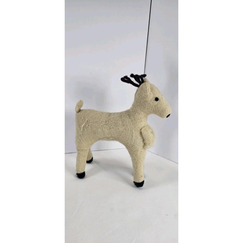Handmade Felt Reindeer Norman Decor 100% NZ‎ Wool 7x8 Holiday Tabletop Figurine